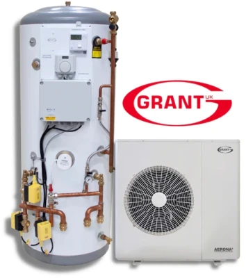 Grant Aerona3 6kW Air Source Heat Pump & 210L Pre-plumbed Cylinder w/ Install Pack